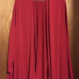 Susan Graver  liquid knit red cardigan 1x